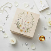 Personalised Wooden Box Keepsake Memory Gift Gentle Floral Design For Christening Baptism Communions and Confirmation ukgiftstoreonline