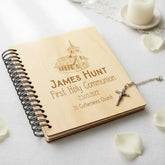 Personalised First Holy Communion Engraved Wooden Photo Album Church Design ukgiftstoreonline