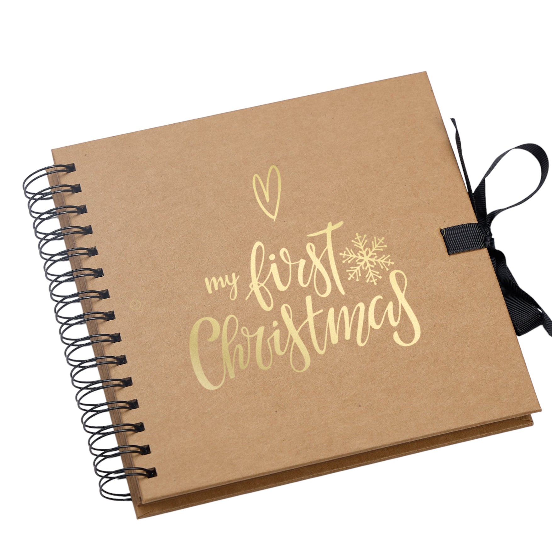 My First Christmas Brown Scrapbook Photo Album Gold Print personalised photo album ukgiftstoreonline
