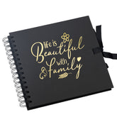 Life Is Beautiful With Family Photo album Black Scrapbook Gold Script