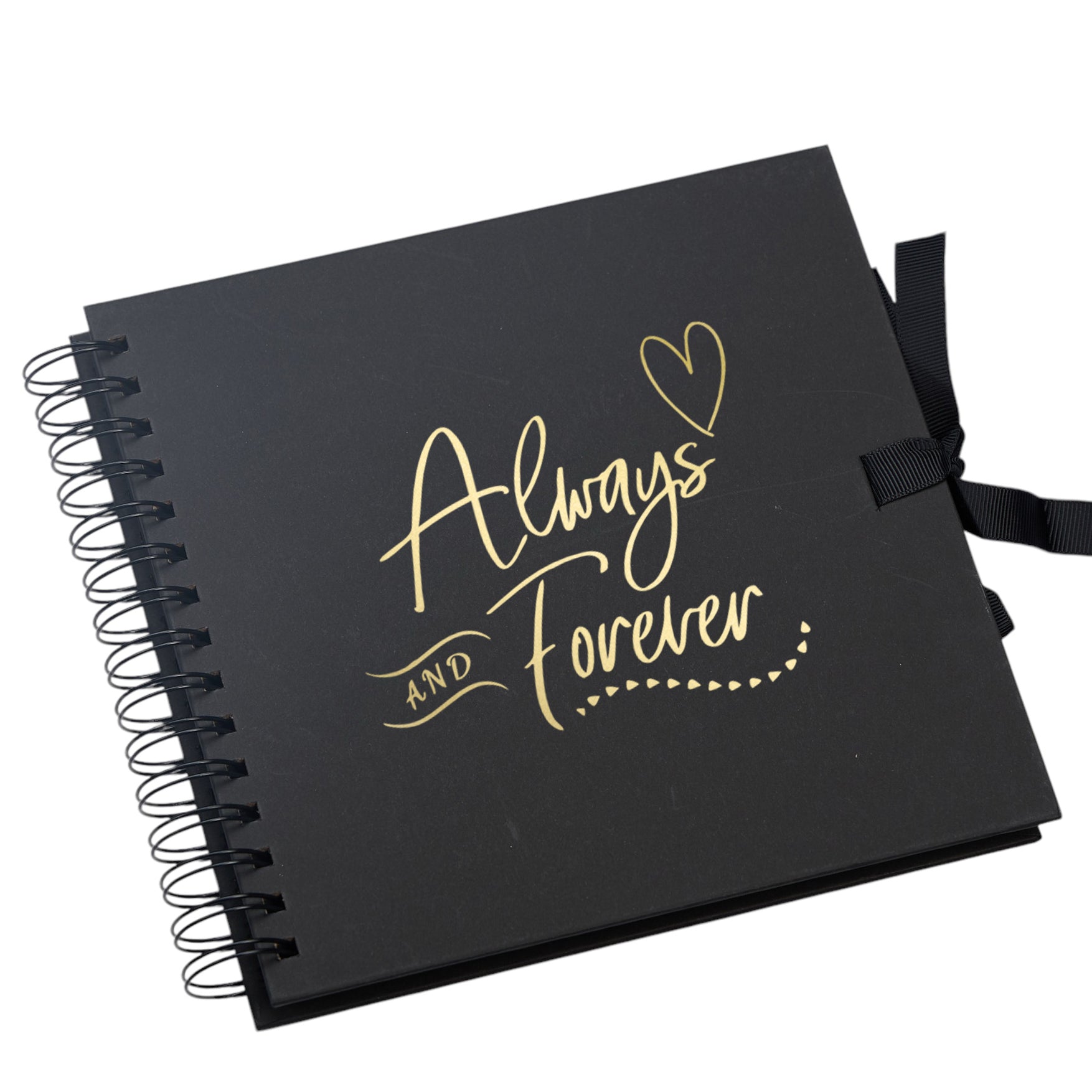 Always and Forever Black Love Scrapbook Photo album or Guest Book Gold Script personalised photo album ukgiftstoreonline