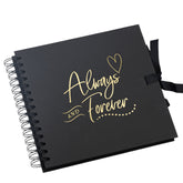 Always and Forever Black Love Scrapbook Photo album or Guest Book Gold Script