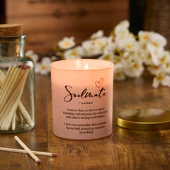 Beautiful Pink Personalised Soulmate Sentiment Jar Candle Gift For Her personalised Candle Lights ukgiftstoreonline