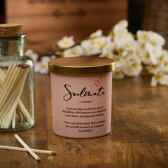 Beautiful Pink Personalised Soulmate Sentiment Jar Candle Gift For Her personalised Candle Lights ukgiftstoreonline