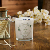 Personalised Wedding Day Candle Gift With Green Floral Heart