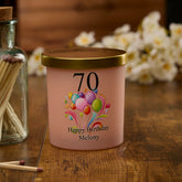 Beautiful Pink Happy Birthday Jar Candle Gift Any Age and Name Gift For Her