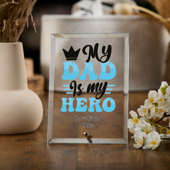 Personalised My Dad Is My Hero Trophy Plaque Gift With Colour Print