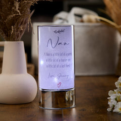 Personalised Nan Sentiment Gift LED Lamp With Quote