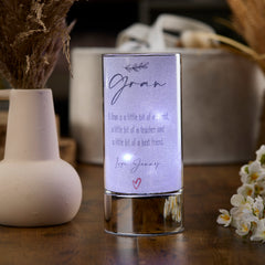 Personalised Gran Sentiment Gift LED Lamp With Quote