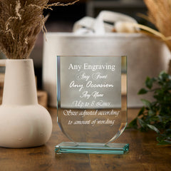 Large 15cm Jade Glass Personalised Trophy Shield Engraved