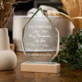 Large 20 cm Jade Glass Personalised Trophy Engraved Iceberg Wood Base