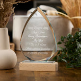 Large 20 cm Jade Glass Personalised Trophy Engraved Arrow Wood Base