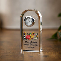Personalised Teacher Love Crystal Glass Clock Gift