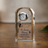 Personalised Condolence Gift Crystal Glass Clock Husband In Loving Memory Personalised Crystal Glass ukgiftstoreonline
