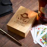 Personalised Wooden Playing Single Card Box Gift Skeleton Symbol