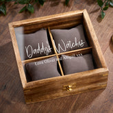 Personalised 4 Watches Wood And Glass Watch Box Gift For Him