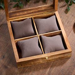 Personalised 4 Watches Wood And Glass Watch Box Gift For Him