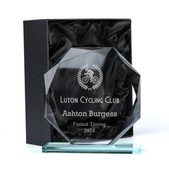 Large Jade Glass Personalised 15cm Cycling Trophy Award Engraved