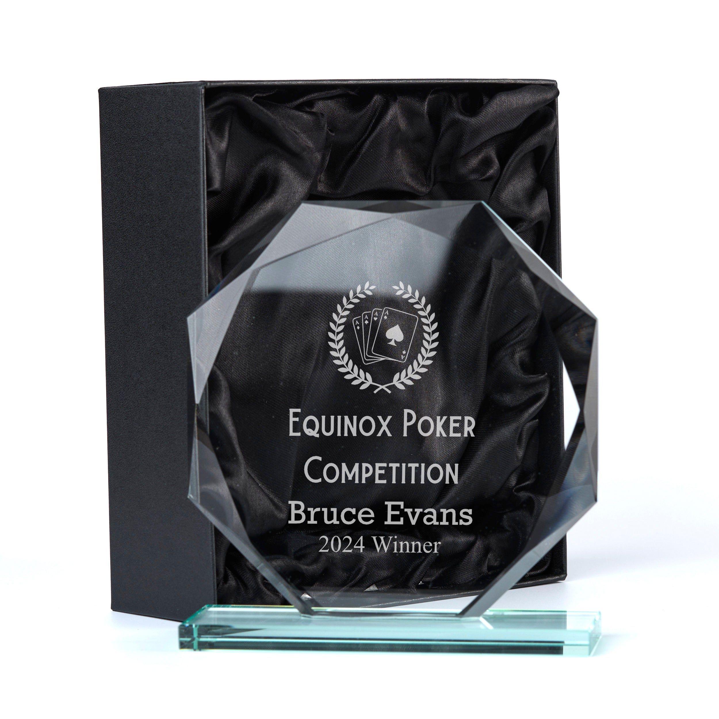 Large Jade Glass Personalised 15cm Poker Or Cards Trophy Award Engraved Jade Glass ukgiftstoreonline