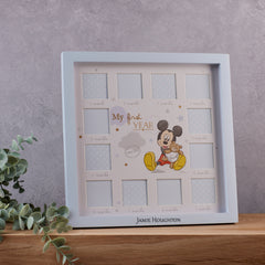 Personalised Disney Baby Mickey Mouse 12 Month Photo Frame My First Year