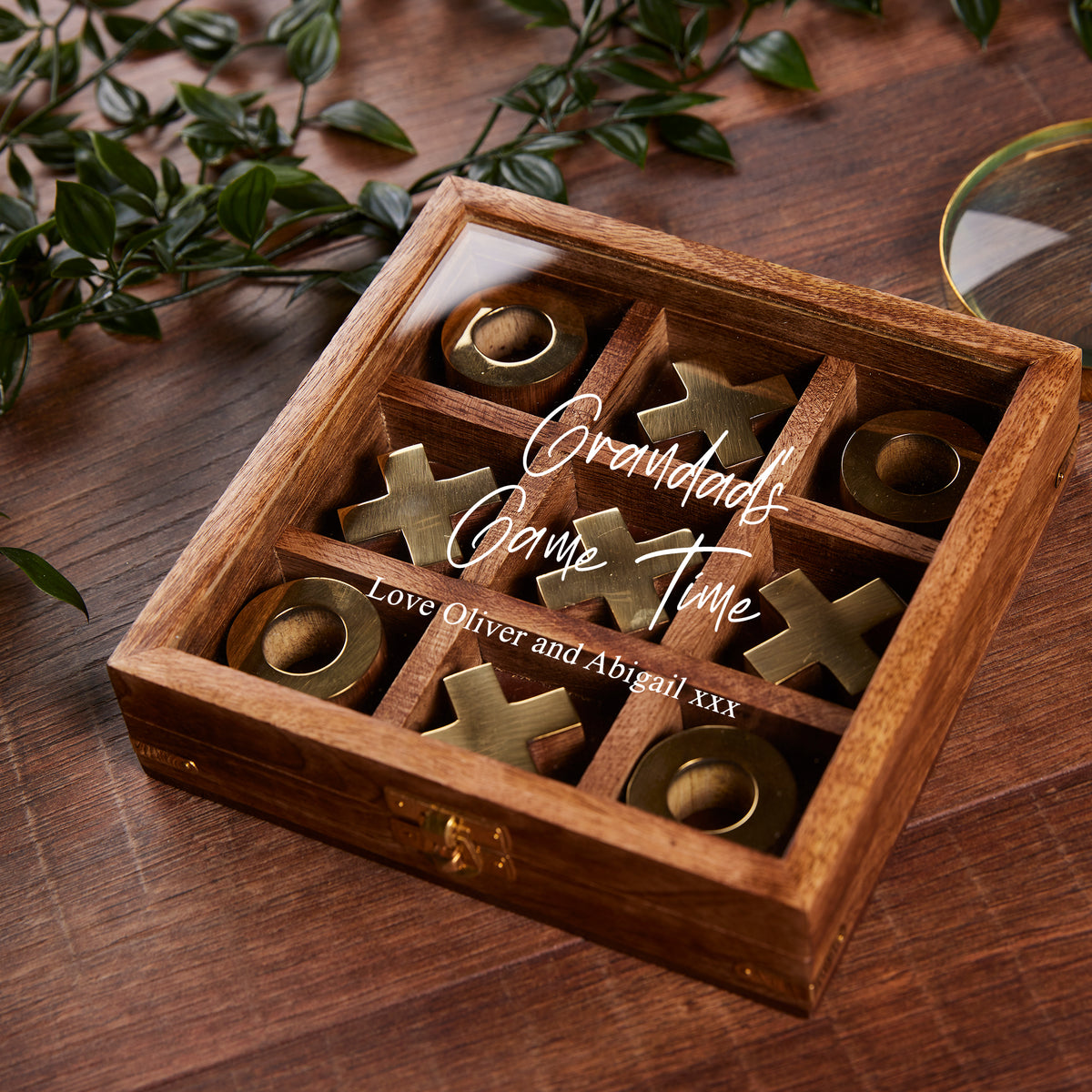 Personalised Luxury Wooden Tic Tac Toe Game