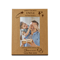 Personalised Simply The Best Uncle Portrait Wooden Photo Frame Gift