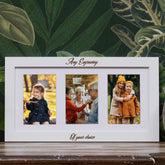 Personalised White Wooden Triple Photo 6 x 4 Frame Custom Engraved Any Message