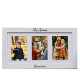 Personalised White Wooden Triple Photo 6 x 4 Frame Custom Engraved Any Message