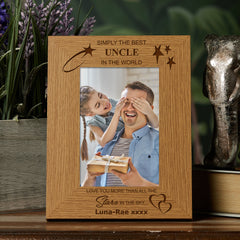 Personalised Simply The Best Uncle Portrait Wooden Photo Frame Gift