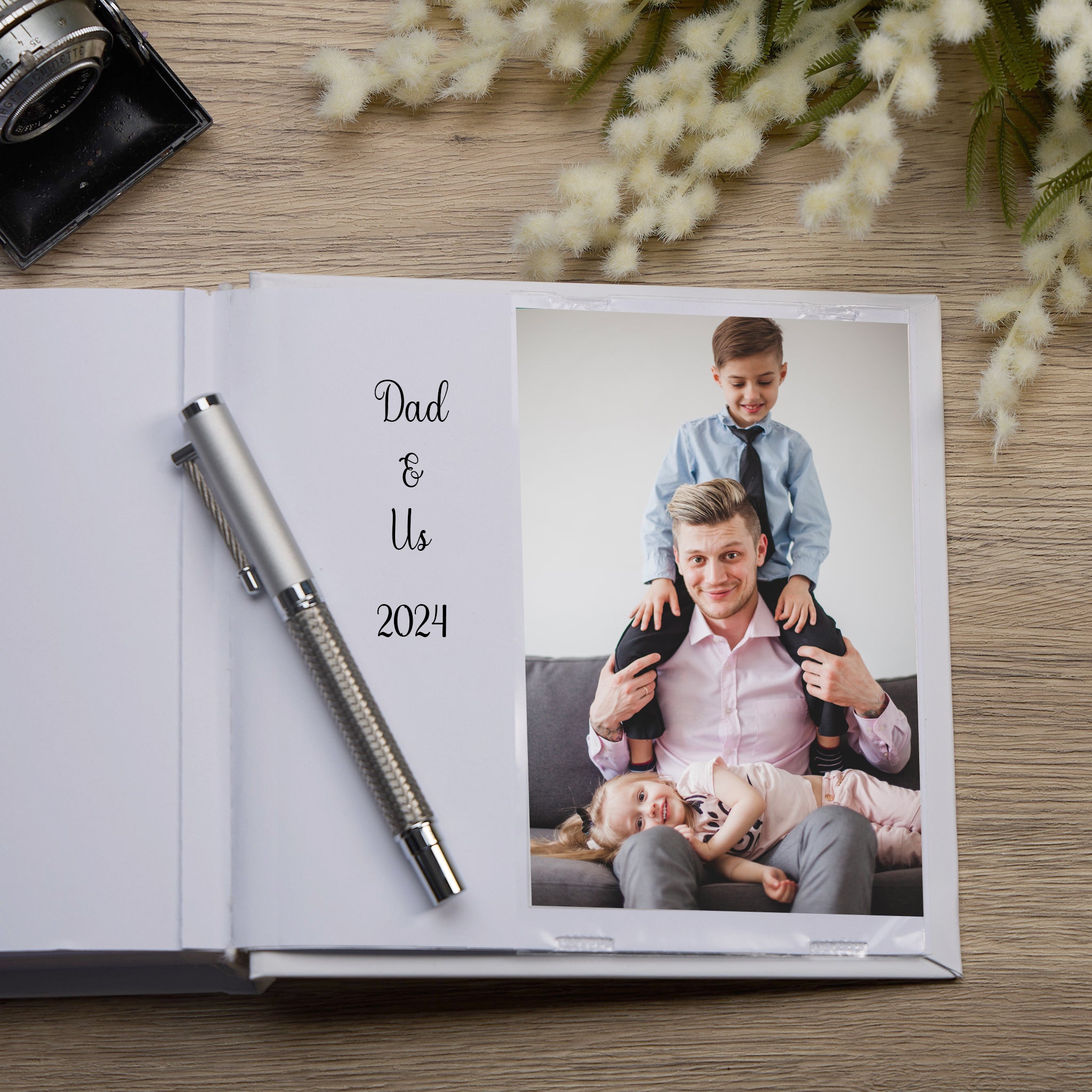 Dad Word Heart White Photo Picture Album 50 x 6"x4" Dad Photo Album ukgiftstoreonline