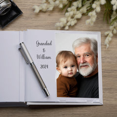 Grandad White Photo Album With Leaf Design For 50 x 6 by 4 Photos
