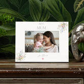 Personalised White Mum Photo Picture Frame Gift With Delicate Flowers Photo Frame ukgiftstoreonline Landscape