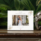 Personalised White Wedding Photo Picture Frame Gift With Delicate Flowers Photo Frame ukgiftstoreonline Landscape