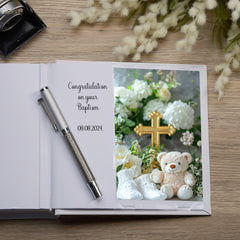 Baptism Gift White Photo Album With Cross For 50 x 6 by 4 Photos