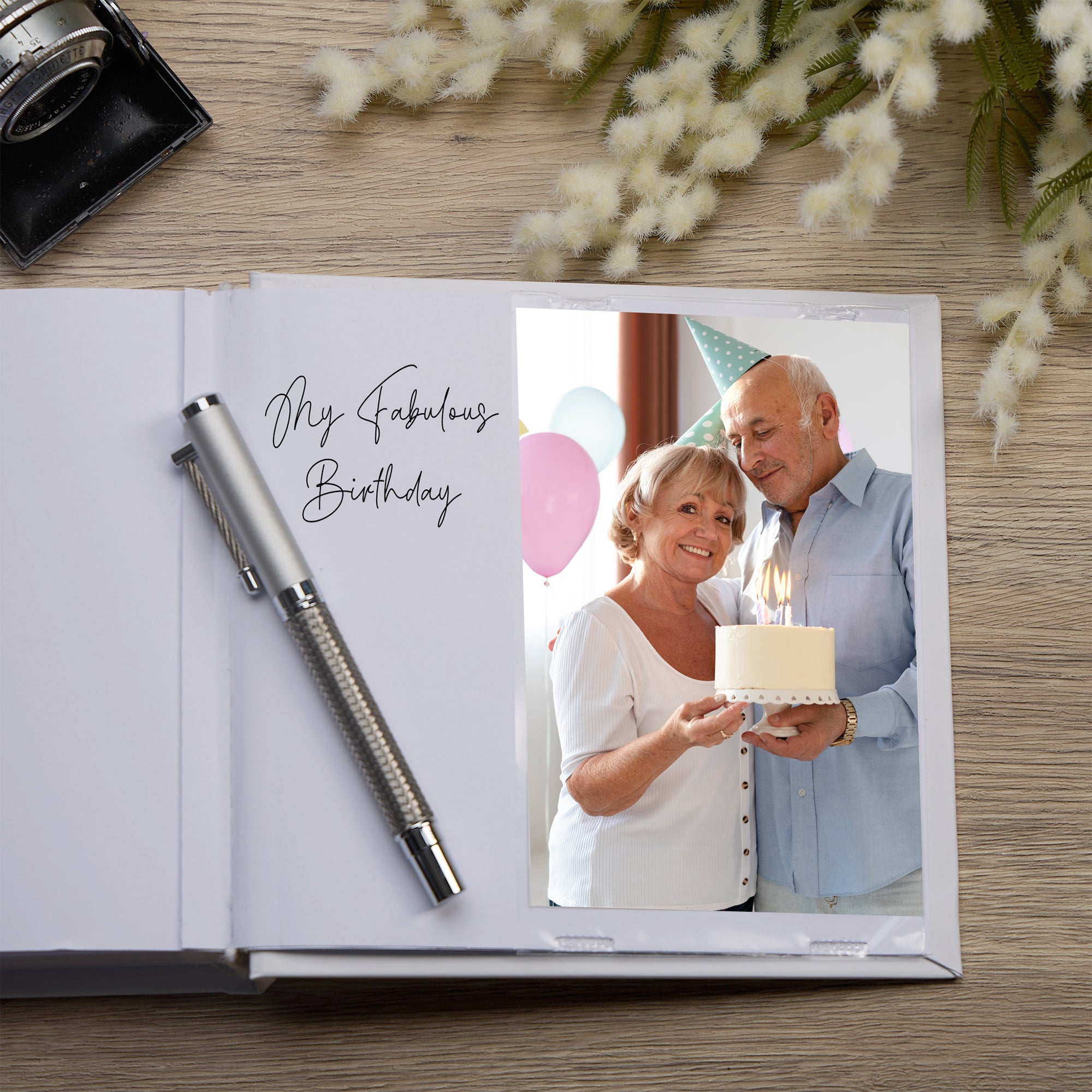 60th Birthday White Photo Album Gift For Her Or Him With Laurel Wreath photo album ukgiftstoreonline
