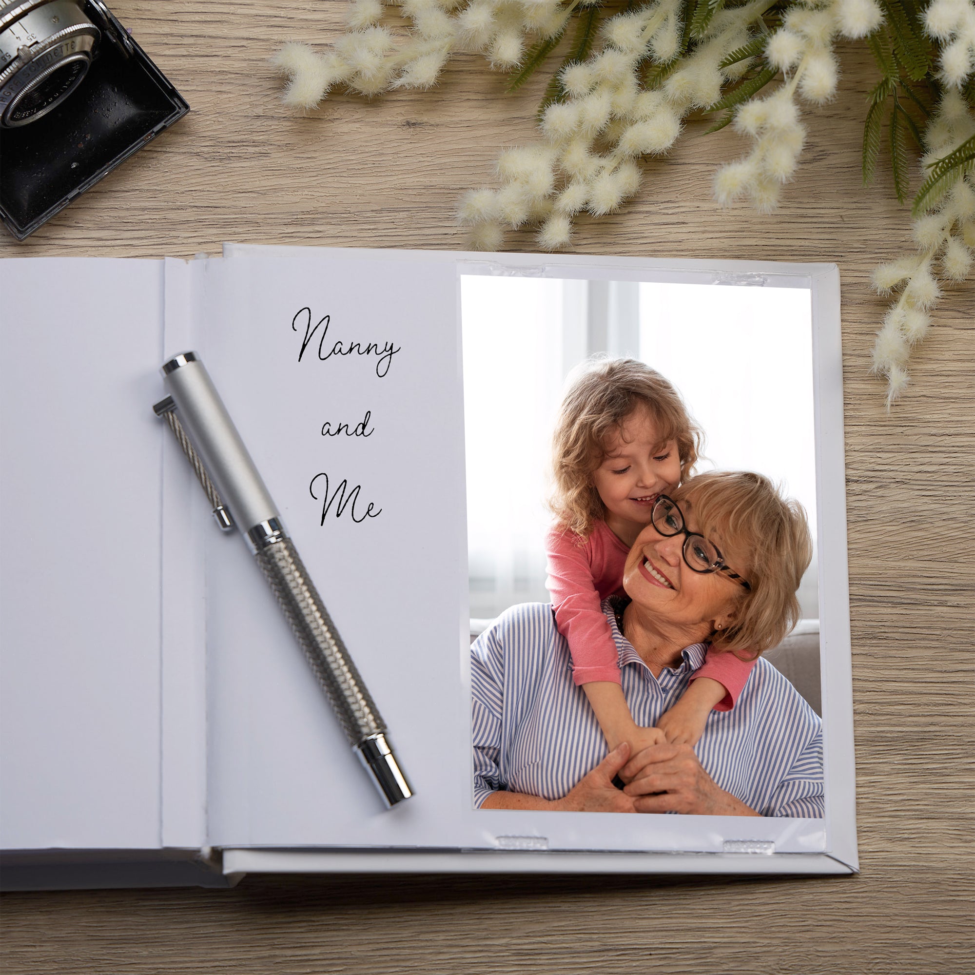 Nanny With Love White Photo Album Gift With Butterflies 50 x 6" x 4" Photos Nanny Photo Album ukgiftstoreonline
