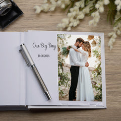 Our Wedding Day Photo Album, White Cover with Bride & Groom Design, Holds 50 6"x 4" Photos