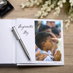 Personalised Confirmation Blue Ornate Cross Design Photo Album