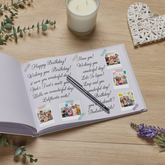 Personalised Luxury Large A4 1st Birthday Linen Cover Guestbook With Safari Animal Theme