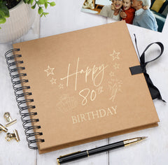 80th Birthday Memory Scrapbook Album With Present Design Various Colours Available