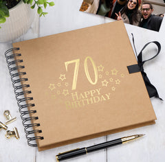 70th Birthday Memory Scrapbook Album With Star Design Various Colours Available