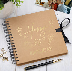 70th Birthday Memory Scrapbook Album With Present Design Various Colours Available