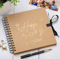 40th Birthday Memory Scrapbook Album With Present Design Various Colours Available