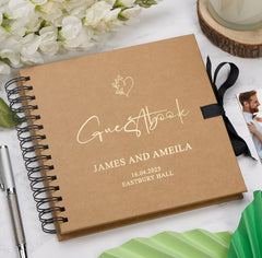 Personalised Custom Foil Wedding Guestbook With Delicate Heart and Multiple Colours