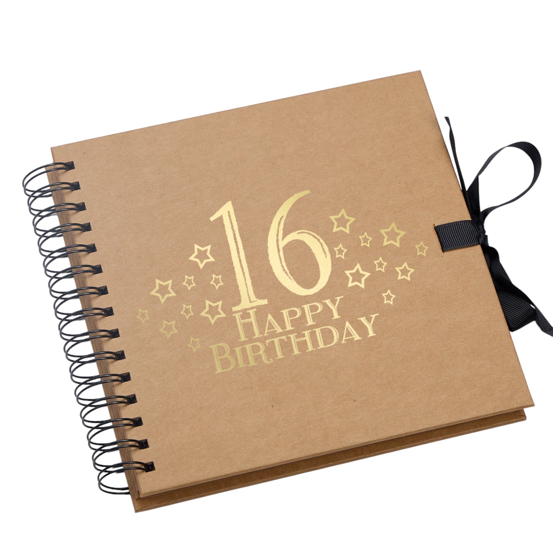 16th Birthday Brown Scrapbook, Guest Book Or Photo Album with Gold Script Birthday Photo Album ukgiftstoreonline