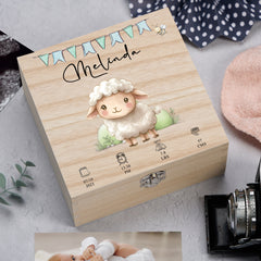 Personalised Wooden Baby Memory Keepsake Box With Cute Animals
