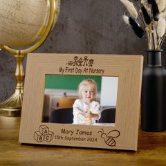 Personalised First Day At Nursery Landscape Photo Frame Gift