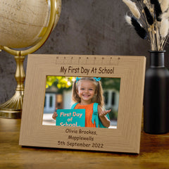 Personalised First Day At School Landscape Photo Frame
