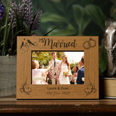 Personalised Wedding Married Brown Photo Frame Various Sizes