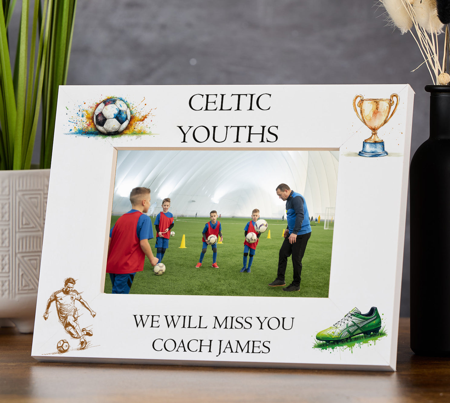 Personalised Colorful Football Photo Frame Portrait or Landscape Photo Frame ukgiftstoreonline Landscape